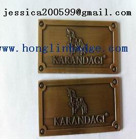 Furniture Badge with Border, Rim Metal Badge, Old Brass Color Badge