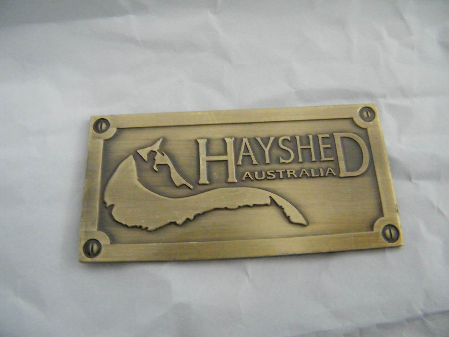 Furniture Badge with Border, Rim Metal Badge, Old Brass Color Badge