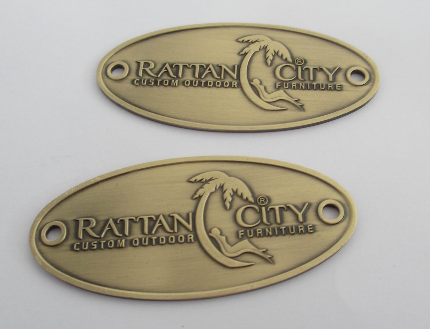 Furniture Badge with Border, Rim Metal Badge, Old Brass Color Badge