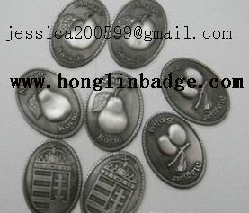 3D embossed soft tin/stannum/pewter bottle labels,metal emblem bottle labels,metal bottle stickers