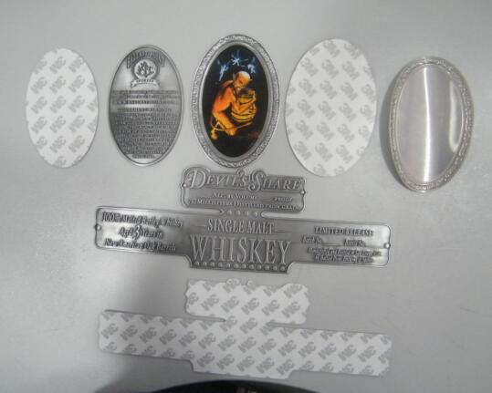 antique Metal Wine Label, soft metal label, Spirit glass label, Embossed adhesive label