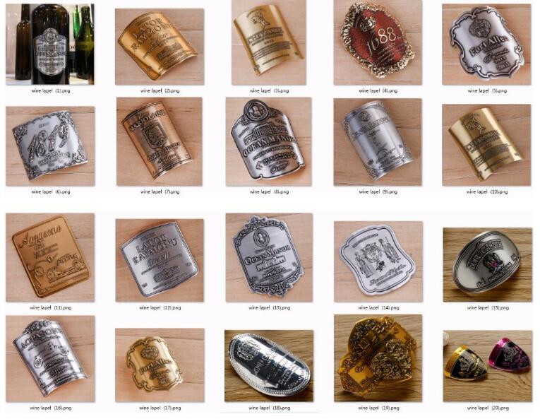 custom metal aluminum printed 3d wine emblem label with good sticker